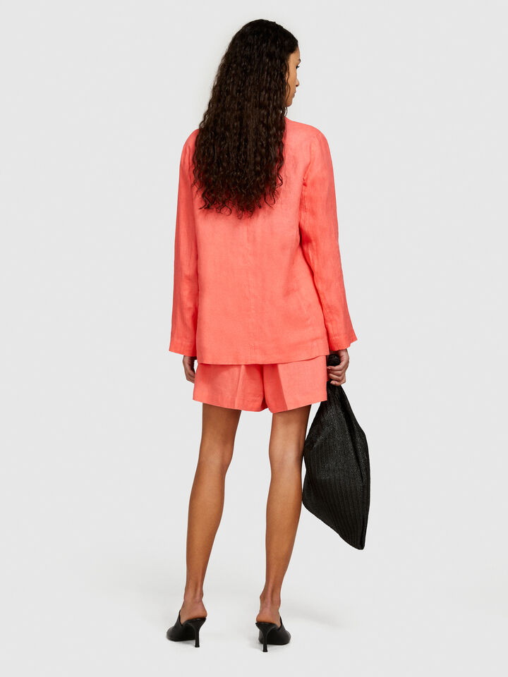 100% linen blazer - women's blazers - Coral | Sisley image number 3